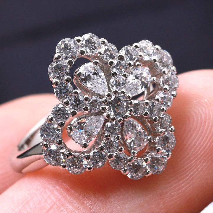 [Max Jewelry ]LOOP RING FULL MOTIF DIAMOND 16MM SILVE