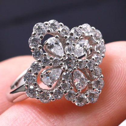 [Max Jewelry ]LOOP RING FULL MOTIF DIAMOND 16MM SILVE