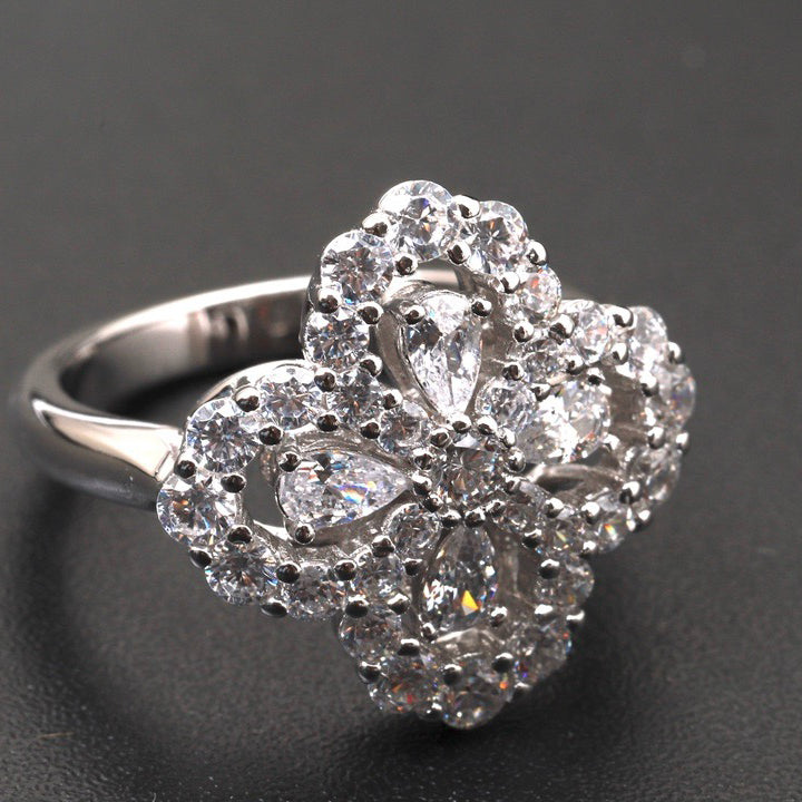 [Max Jewelry ]LOOP RING FULL MOTIF DIAMOND 16MM SILVE