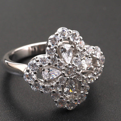 [Max Jewelry ]LOOP RING FULL MOTIF DIAMOND 16MM SILVE