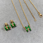 [Plus&Max]POP H GREEN NECKLACE SILVER AND GOLD