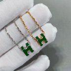 [Plus&Max]POP H GREEN NECKLACE SILVER AND GOLD