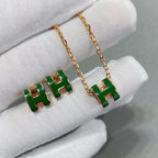 [Plus&Max]POP H GREEN NECKLACE SILVER AND GOLD