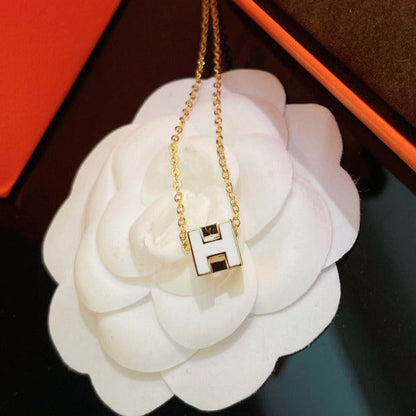 [Max Jewelry ]H WHITE SQUARE GOLD NECKLACE