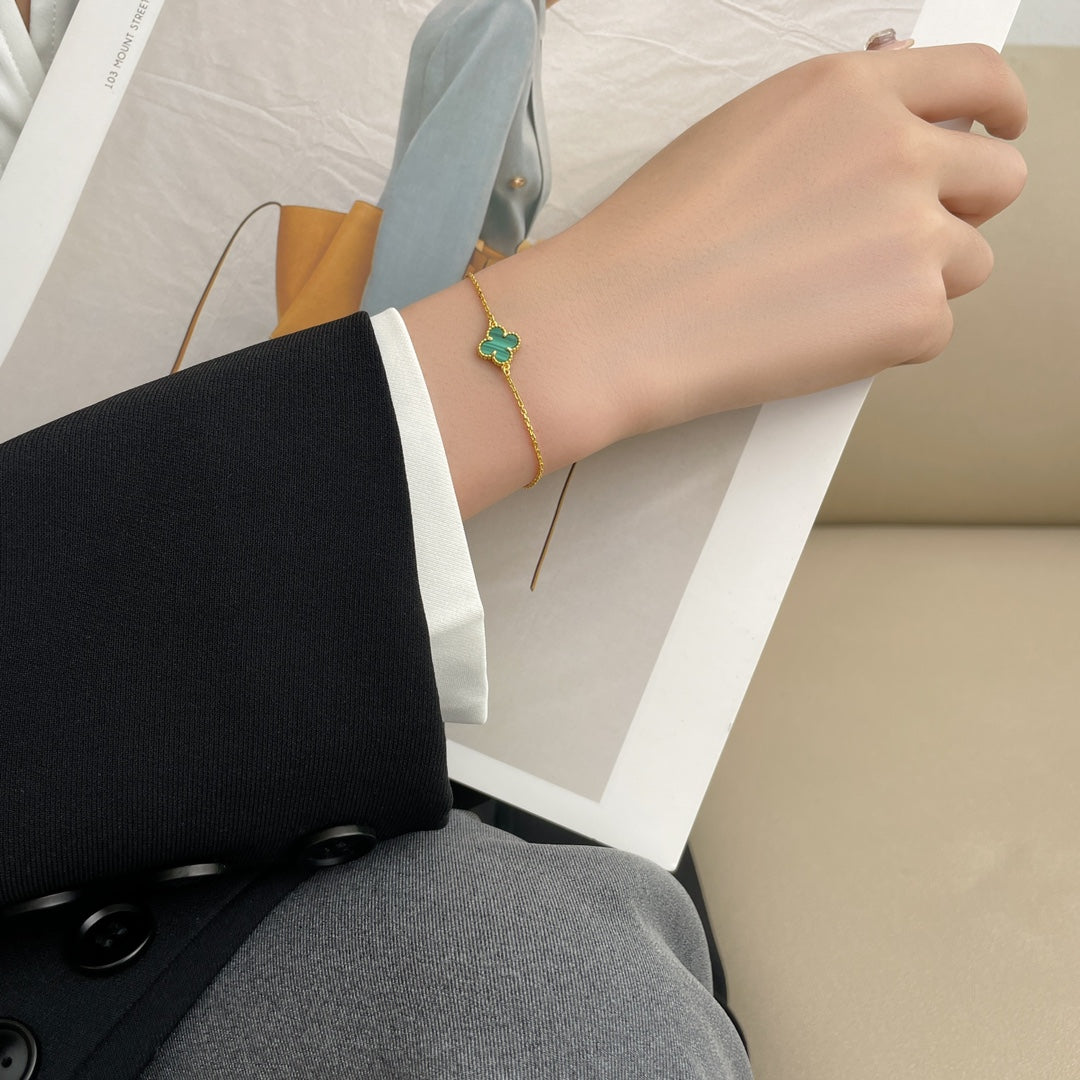 [Max Jewelry ]CLOVER BRACELET MALACHITE 1 MOTIF
