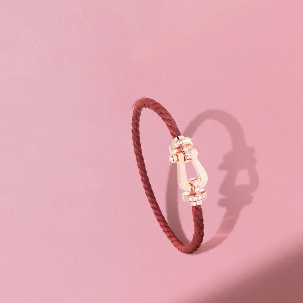 [Max Jewelry ]FORCE 10 HALF DIAMOND PINK GOLD RED CORDERI LARGE AND MEDIUM MODEL