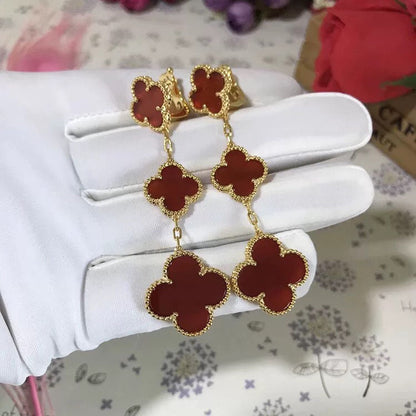 [Max Jewelry ]CLOVER 3 MOTIF CARNELIAN DROP EARRINGS
