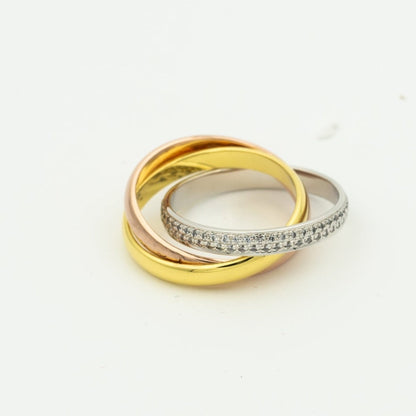 [Max Jewelry ]TRINITY RING GOLD PINK GOLD SILVER DIAMONDS