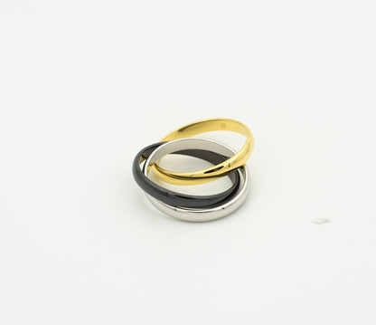 [Max Jewelry ]TRINITY RING BLACK GOLD SILVER
