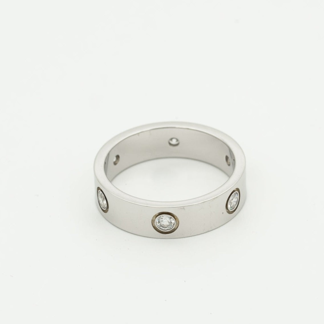 [Max Jewelry ]LOVE RING 5.5MM 6 DIAMONDS SILVER