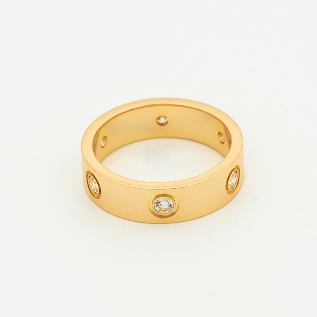 [Max Jewelry ]LOVE RING 5.5MM 6 DIAMONDS PINK GOLD