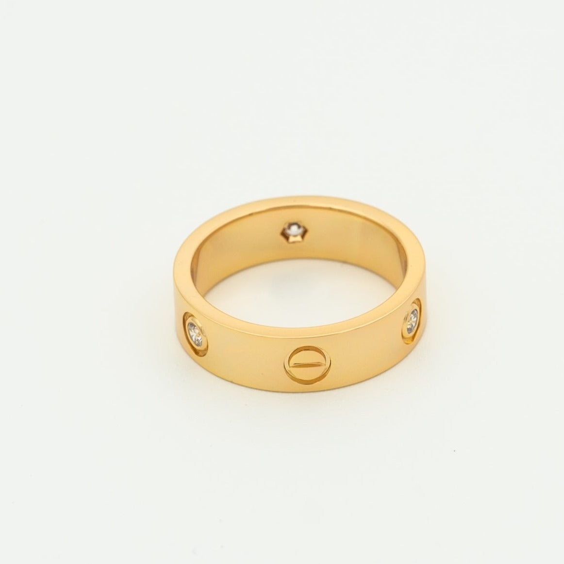 [Max Jewelry ]LOVE RING 5.5MM 3 DIAMONDS PINK GOLD