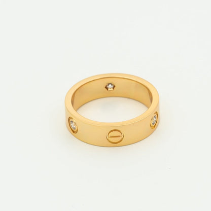 [Max Jewelry ]LOVE RING 5.5MM 3 DIAMONDS PINK GOLD