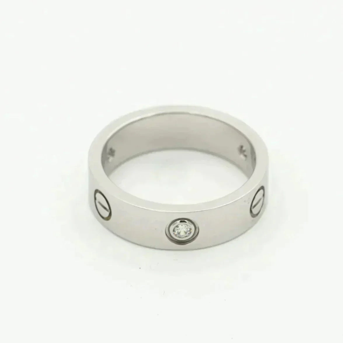 [Max Jewelry ]LOVE RING 5.5MM 3 DIAMONDS SILVER