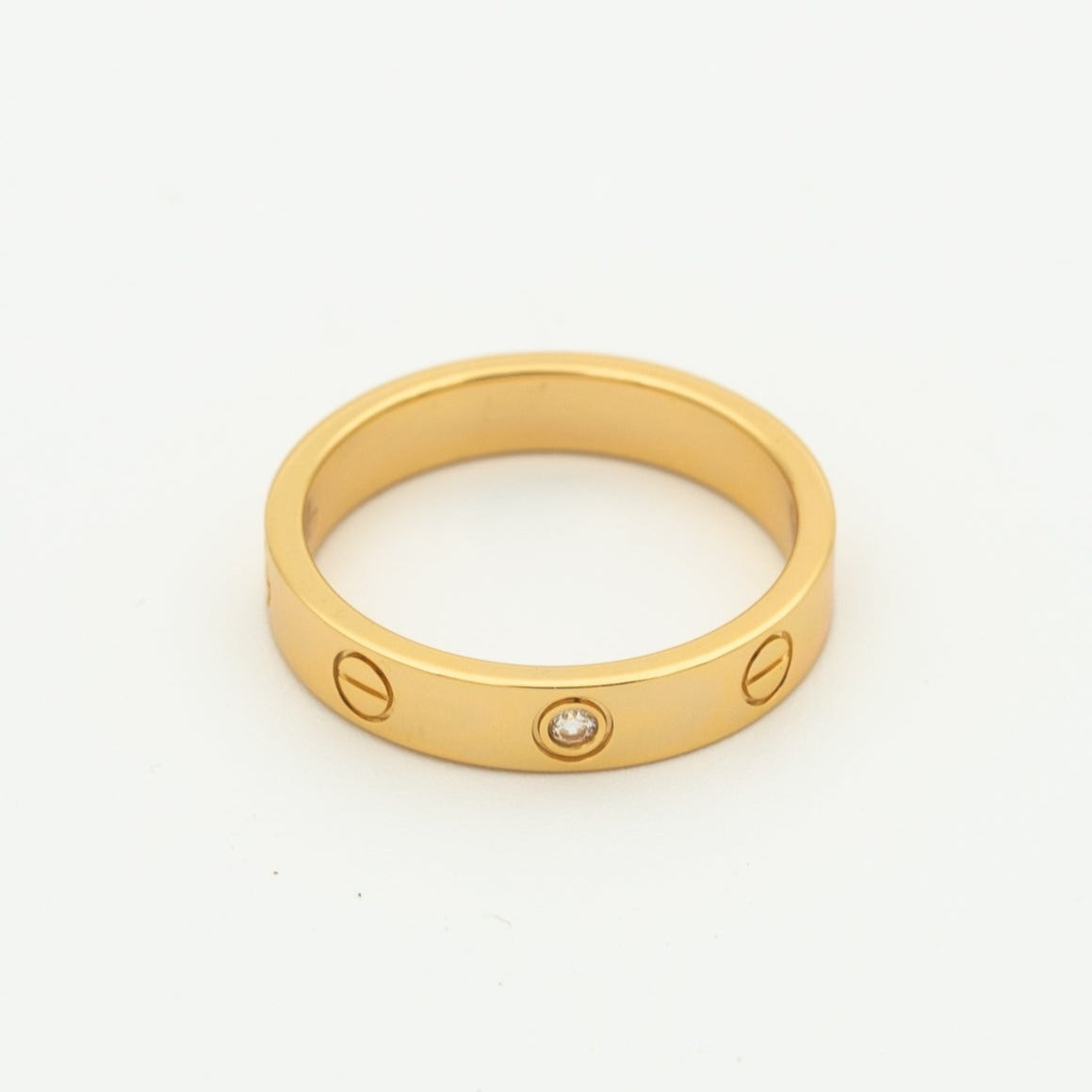 [Max Jewelry ]LOVE RING 4MM 1 DIAMOND PINK GOLD