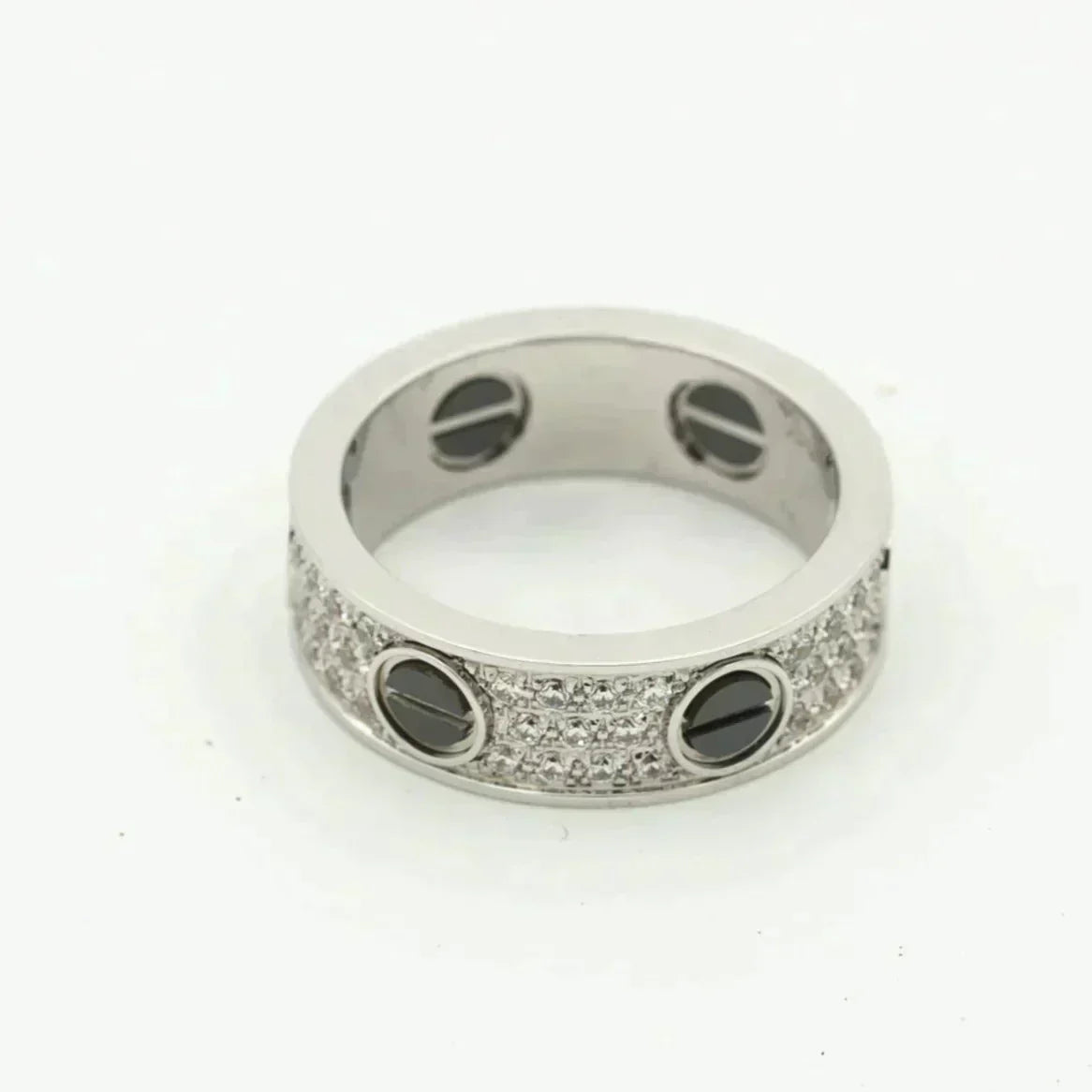 [Max Jewelry ]LOVE RING 5.5MM DIAMONDS PAVED CERAMIC