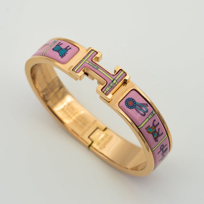 [Max Jewelry ]H PINK GOLD BRACELET PINK CERAMIC