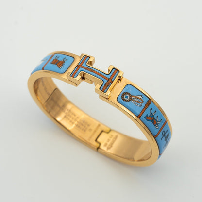 [Max Jewelry ]H PINK GOLD BRACELET BLUE CERAMIC