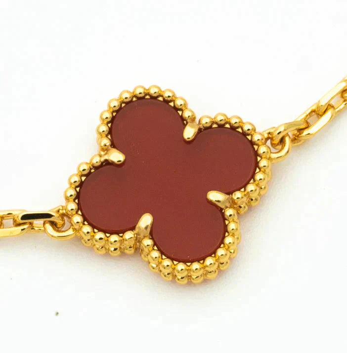 [Max Jewelry ] CLOVER 5 MOTIF RED CORNELIAN BRACELET COLLECTION
