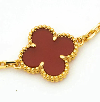 [Max Jewelry ] CLOVER 5 MOTIF RED CORNELIAN BRACELET COLLECTION