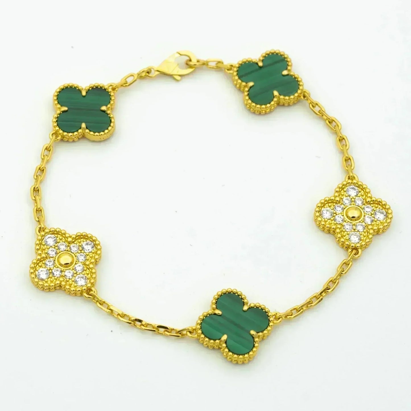 [Max Jewelry ] CLOVER 5 MOTIF MALACHITE BRACELET COLLECTION
