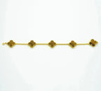 [Plus&Max]LUCKY CLOVER 5-MOTIF BRACELET -  TIGER’S EYE COLLECTION