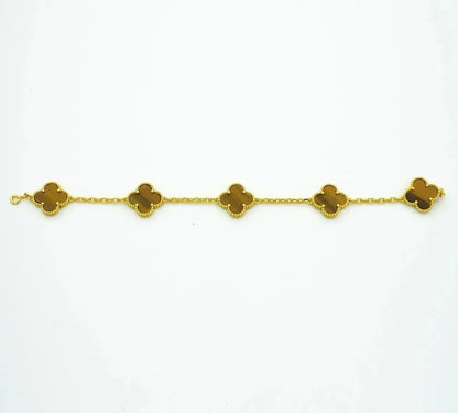 [Max Jewelry ] CLOVER 5 MOTIFS TIGER EYE BRACELET COLLECTION