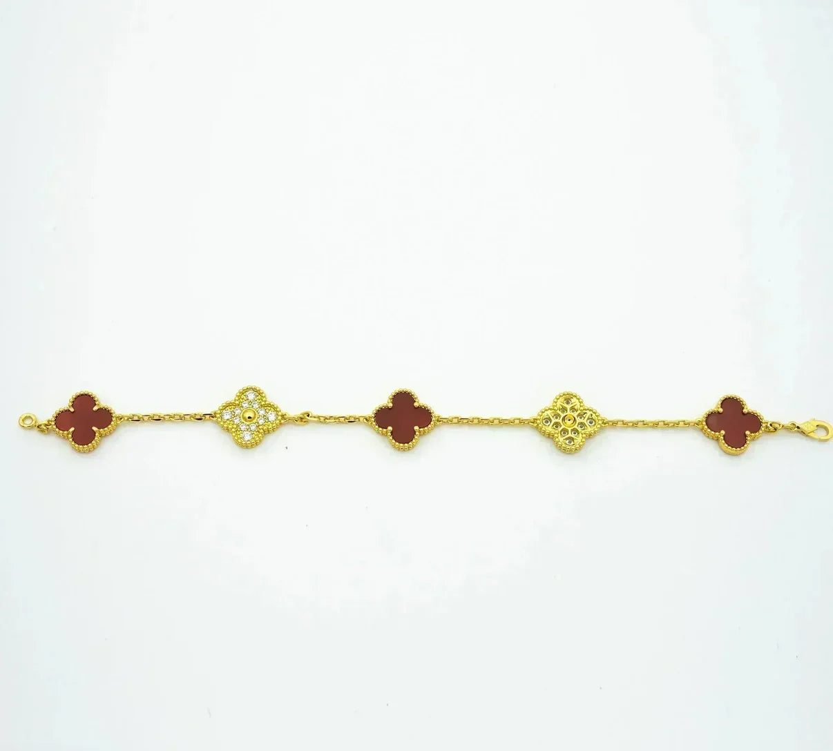 [Max Jewelry ] CLOVER 5 MOTIF RED CORNELIAN BRACELET COLLECTION