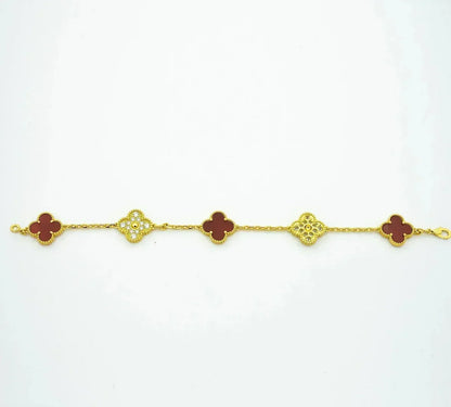 [Max Jewelry ] CLOVER 5 MOTIF RED CORNELIAN BRACELET COLLECTION