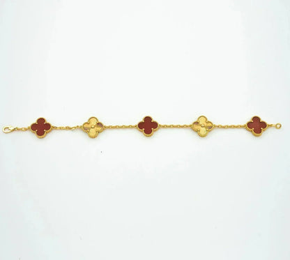 [Max Jewelry ] CLOVER 5 MOTIF RED CORNELIAN BRACELET COLLECTION