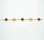[Plus&Max]LUCKY CLOVER 5-MOTIF BRACELET - RED CARNELIAN COLLECTION