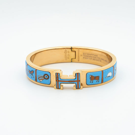 [Max Jewelry ]H PINK GOLD BRACELET BLUE CERAMIC