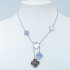 [Plus&Max]CLOVER MOP CHALCEDONY NECKLACE SILVER 6 MOTIF