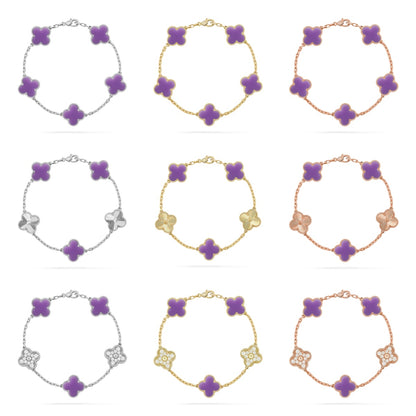 [Max Jewelry ]CLOVER 5 MOTIF LIGHT PURPLE BRACELET COLLECTION
