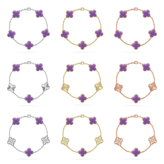 [Max Jewelry ]CLOVER 5 MOTIF LIGHT PURPLE BRACELET COLLECTION