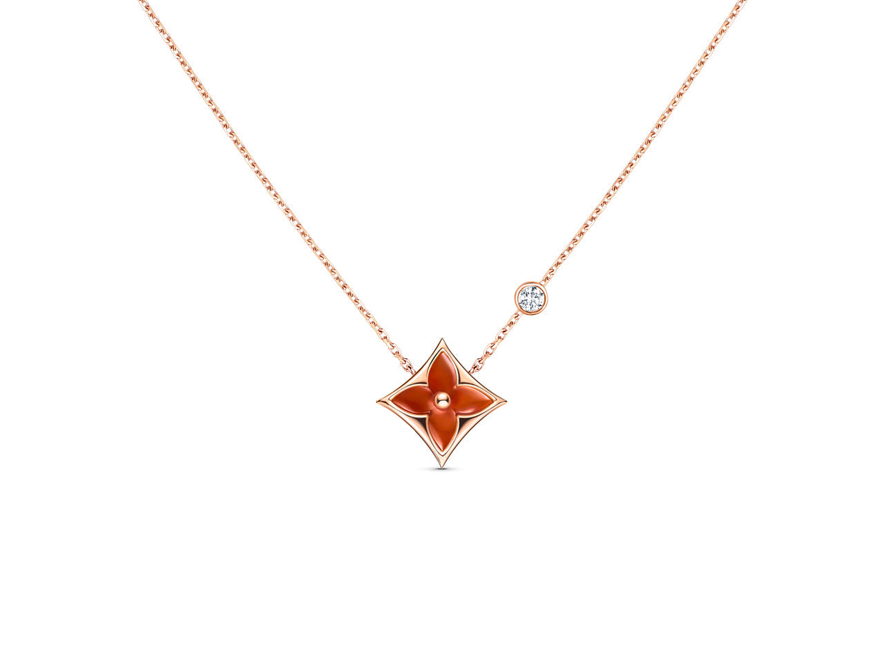 [Max Jewelry ]STAR NECKLACE PINK GOLD 1 DIAMOND