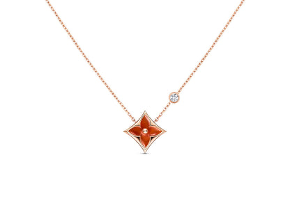 [Max Jewelry ]STAR NECKLACE PINK GOLD 1 DIAMOND