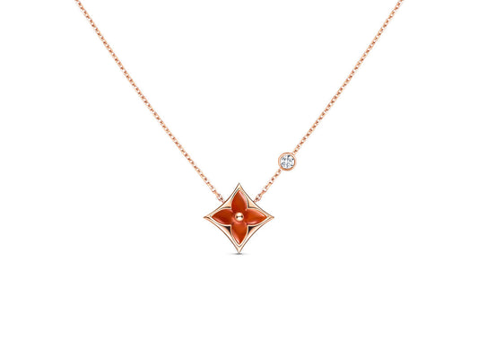 [Max Jewelry ]STAR NECKLACE PINK GOLD 1 DIAMOND
