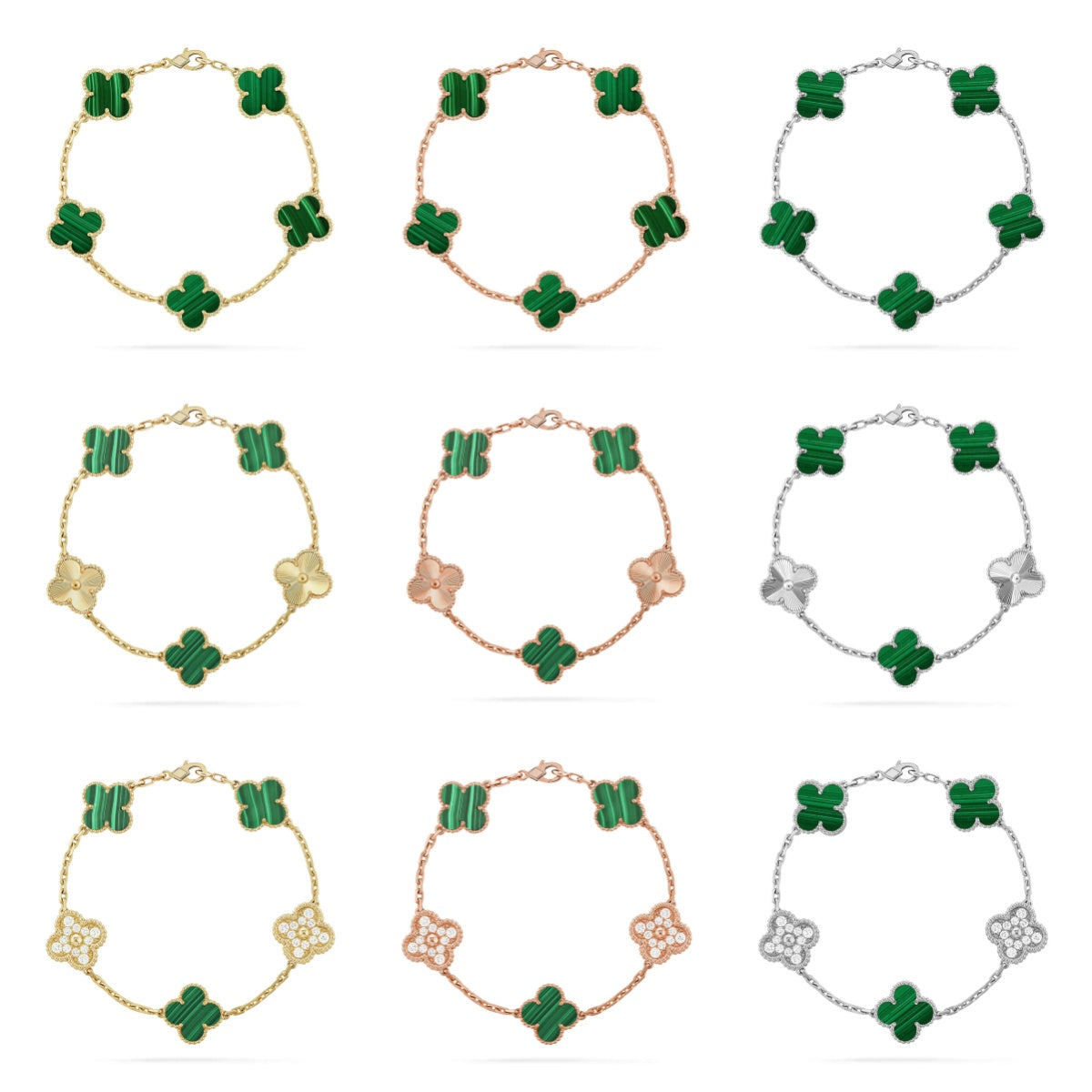 [Max Jewelry ] CLOVER 5 MOTIF MALACHITE BRACELET COLLECTION