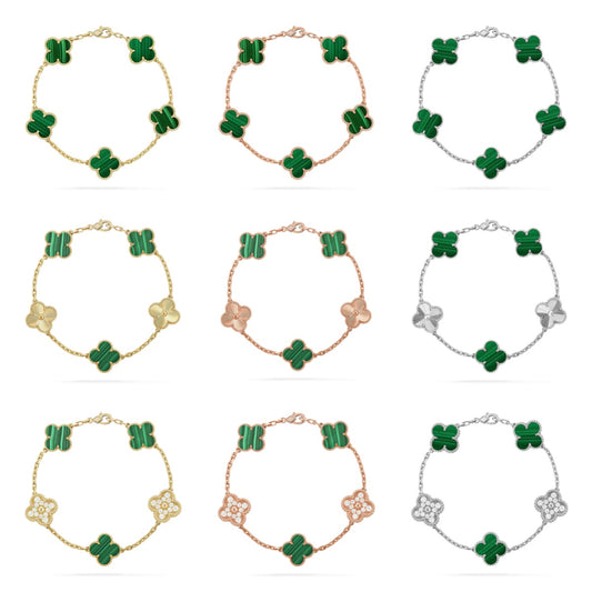 [Max Jewelry ] CLOVER 5 MOTIF MALACHITE BRACELET COLLECTION