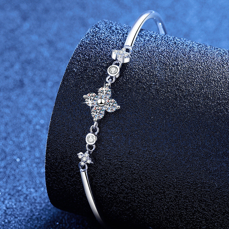 [Plus&Max]CLOVER & TWIN-STAR MOISSANITE BRACELET