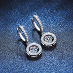 [Plus&Max]DANCING MOISSANITE HALO DROP HOOP EARRINGS