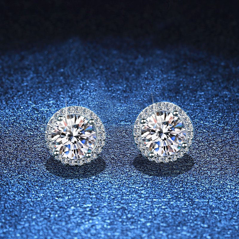 [Plus&Max]CLASSIC 4-PRONG ROUND MOISSANITE STUD EARRINGS