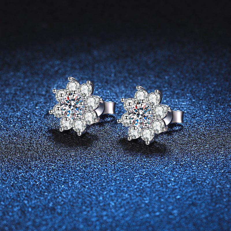 [Plus&Max]RADIANT SUNFLOWER MOISSANITE STUD EARRINGS