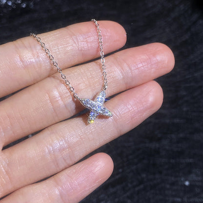 [Plus&Max]MODERN X-SHAPE PAVÉ MOISSANITE NECKLACE
