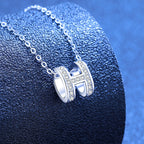 [Plus&Max]FULL-PAVE "H" MOISSANITE PENDANT NECKLACE