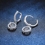 [Plus&Max]DANCING MOISSANITE HALO DROP HOOP EARRINGS