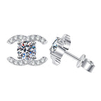 [Plus&Max]CHIC INTERLOCKING DOUBLE-C MOISSANITE STUD EARRINGS