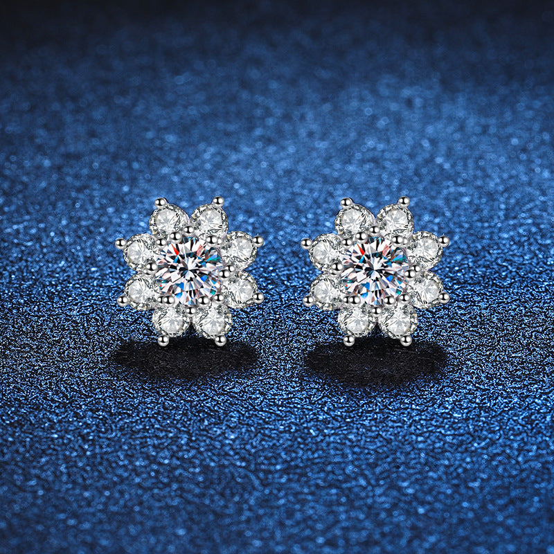 [Plus&Max]RADIANT SUNFLOWER MOISSANITE STUD EARRINGS
