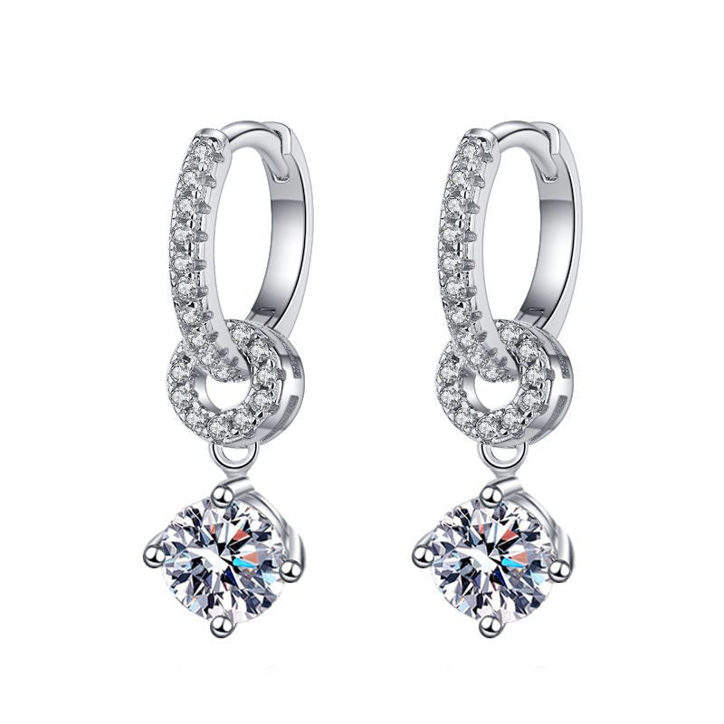 [Plus&Max]INTERLOCKING DOUBLE RING MOISSANITE DROP EARRINGS